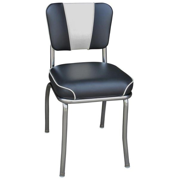 Richardson Seating Corp Richardson Seating Corp 4220BLKWF 4220 V -Back Diner Chair -Black-White- with 2 in. Waterfall Seat  - Chrome 4220BLKWF